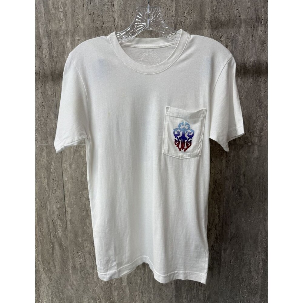 Chrome Hearts White T-Shirt With Pocket Logo & Gradient Back Print 100% Cotton U